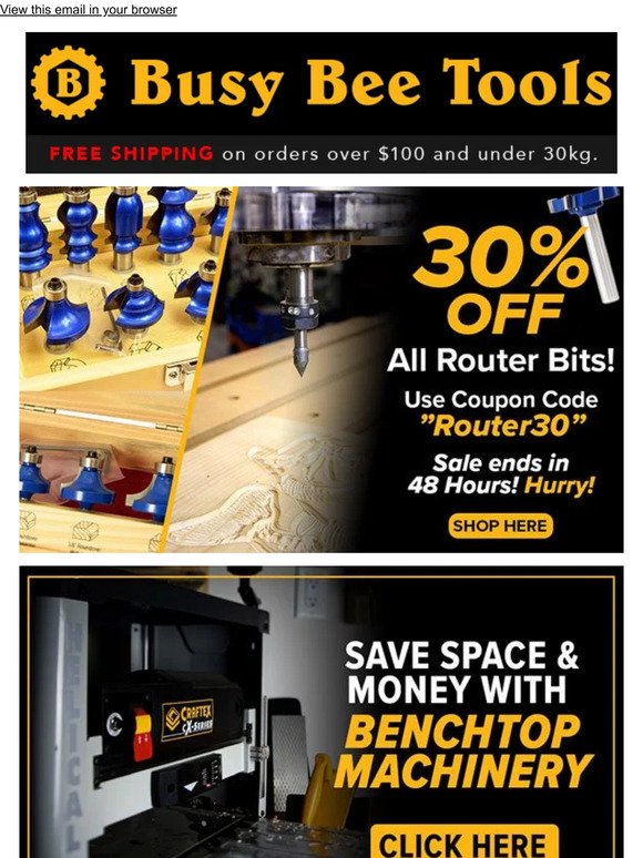 30% OFF all Router Bits - Ends in 48 Hrs