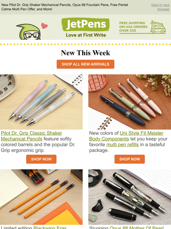 JetPens New Pilot Dr. Grip Shaker Mechanical Pencils, Opus 88 Fountain