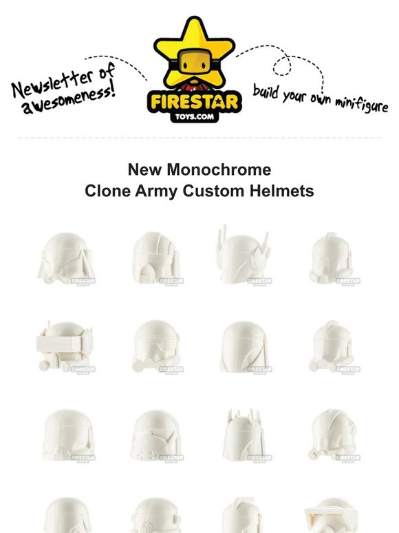 🔥 Igniting Creativity: Explore New Monochrome Clone Army Custom Helmets at Firestar Toys! 🔥