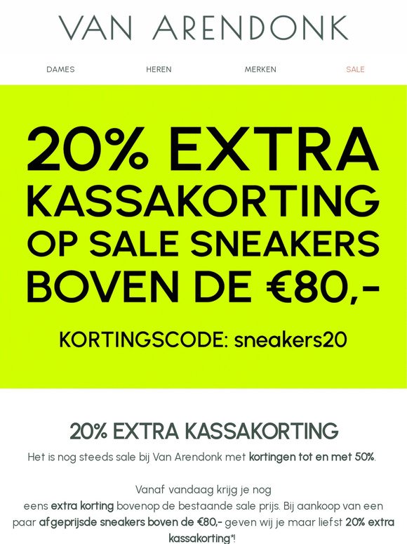 20% EXTRA kassakorting op SALE sneakers! 😍