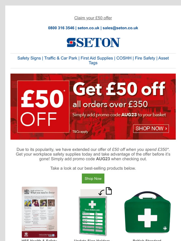 Extended offer!! £50 off when you spend £350