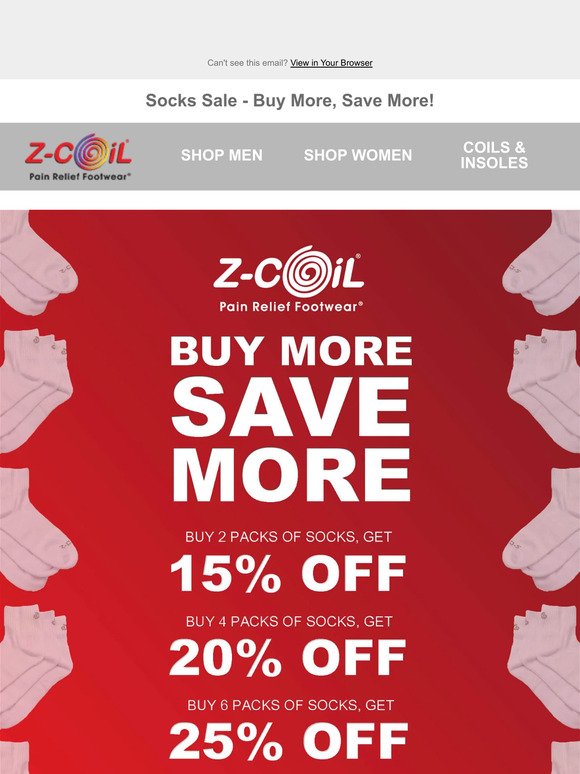 Big Savings On Z-CoiL Comfort Socks