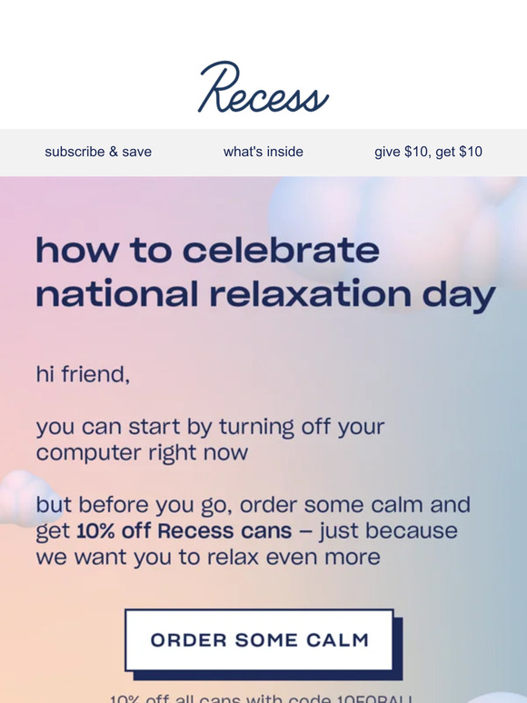 10% off for national relaxation day