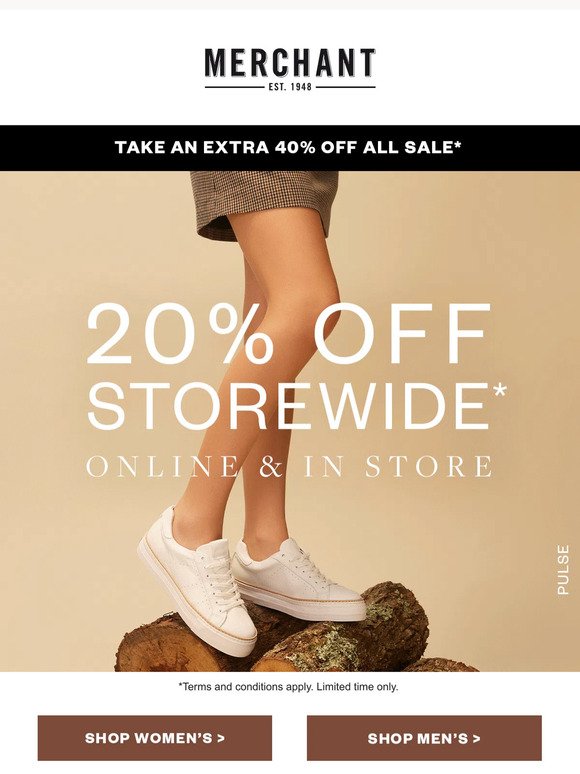 STARTS NOW: Take 20% Off Storewide 💥
