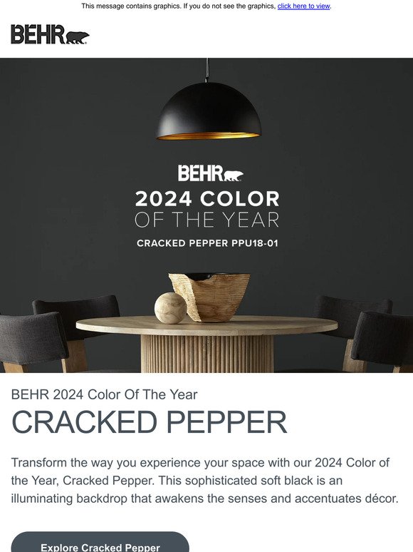 Behr Introducing the 2024 Color of the Year Cracked Pepper Milled