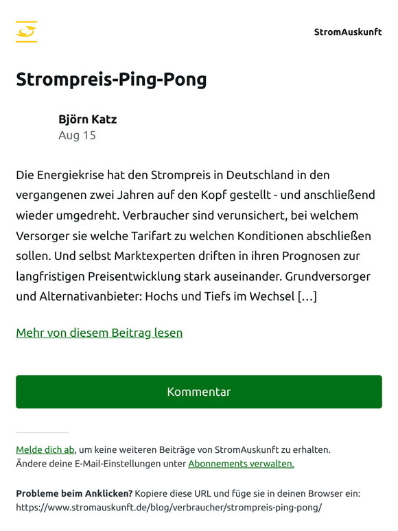[Neuer Eintrag] Strompreis-Ping-Pong