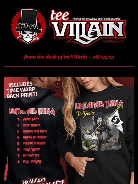teeVillain Exclusive "Untamed Thing" with "Time Warp" Back Print!