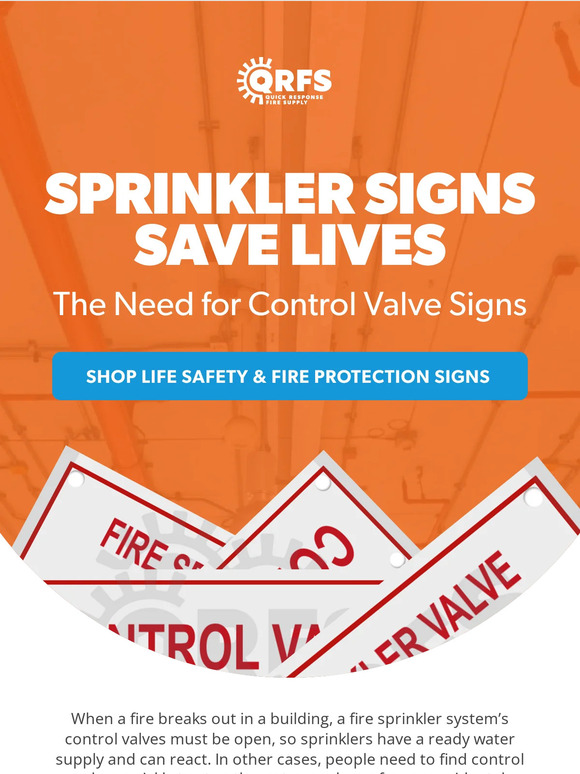 Quick Response Fire Supply Essential Sprinkler Signs For Fire Safety Milled 7203