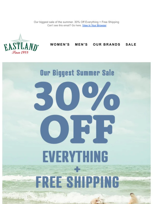 EVERYTHING is 30% Off at Eastland with FREE SHIPPING