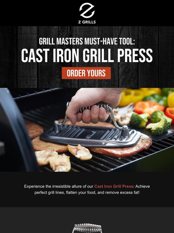 Z Grills 👍Grill Masters MustHave Tool Cast Iron Grill Press Milled
