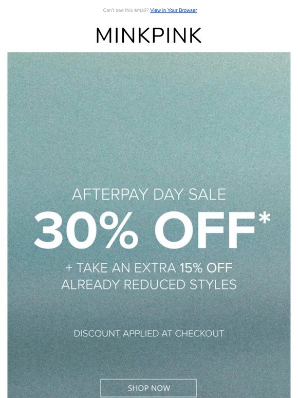 30% Off Select Styles On Now!