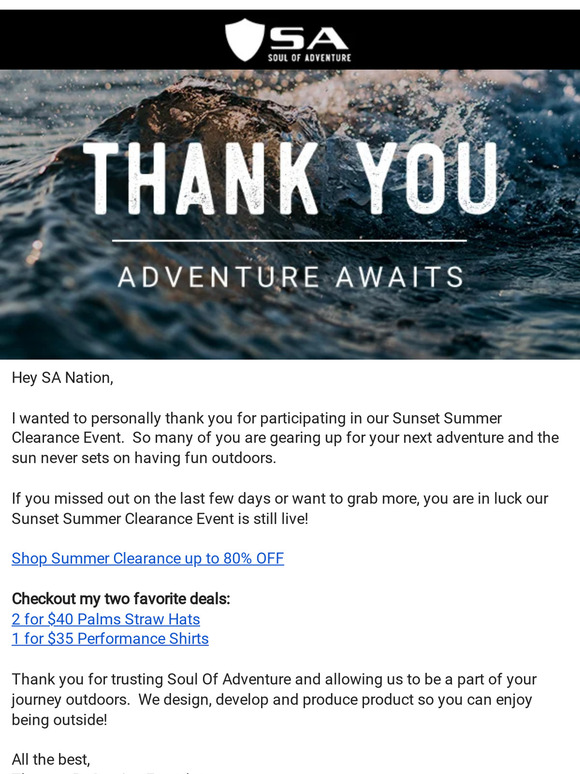 THANK YOU from our Founder