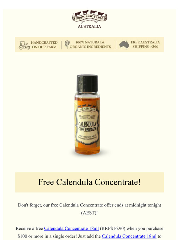 Free Calendula Concentrate ends tonight
