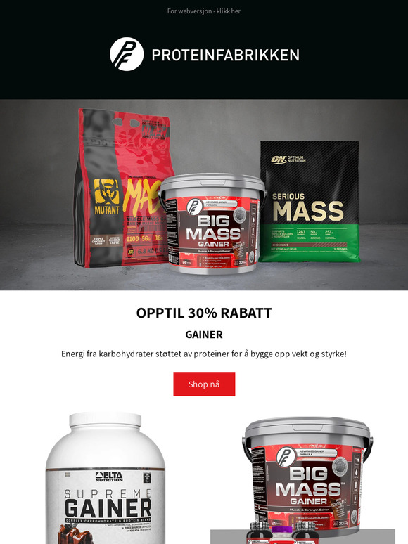 Opptil 30% rabatt på gainers
