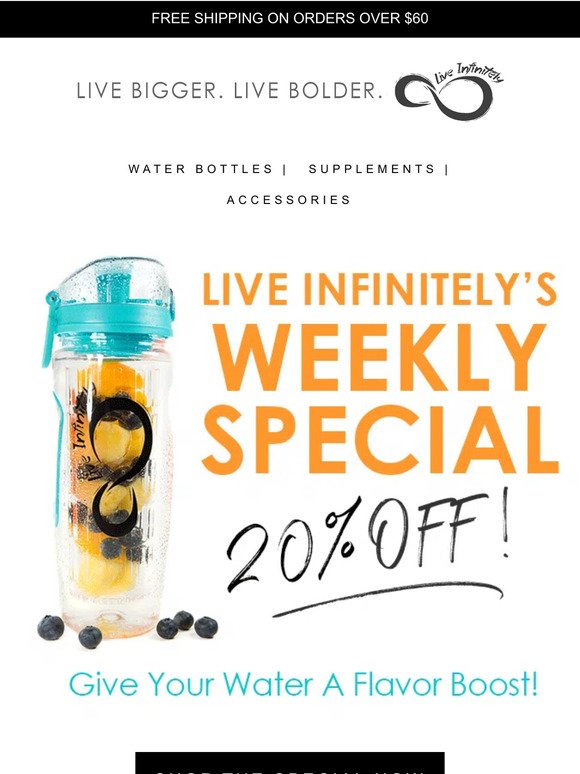 Save 20% on fruit infusion water bottles!