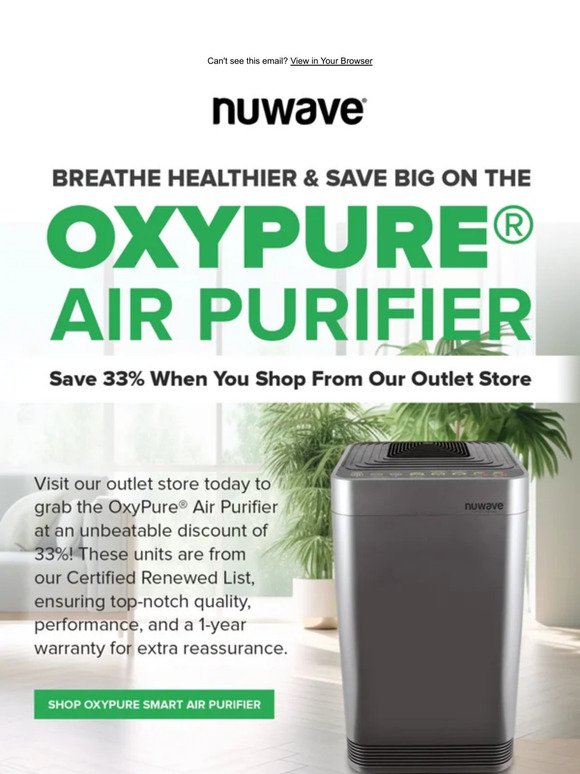 Get 33% Off Our Renewed OxyPure!