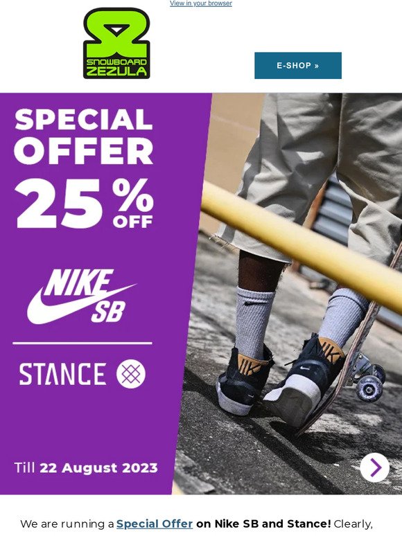 Nike SB and Stance on Special Offer 25% off