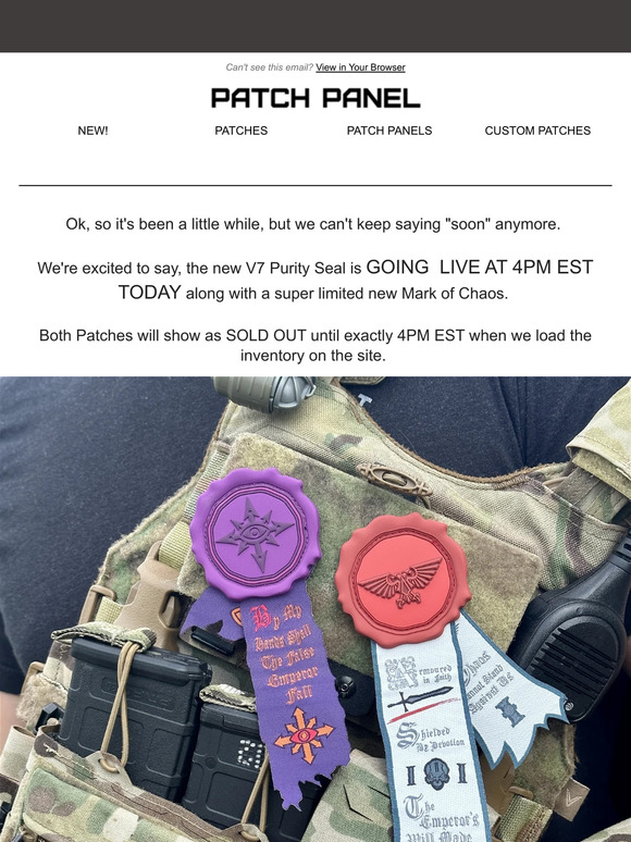 DROP NOTICE - V7 Purity Seal and new Mark of Chaos go live at 4PM EST.