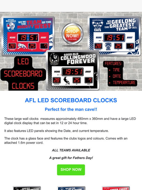 AFL Footy Shop: 👌Unique AFL Scoreboard Clocks for the man cave! | Milled