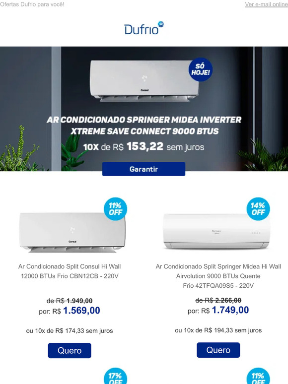 Ar Condicionado Split Springer Midea Hi Wall Airvolution 9000 BTUs Quente  Frio 42TFQA09S5 - 220V