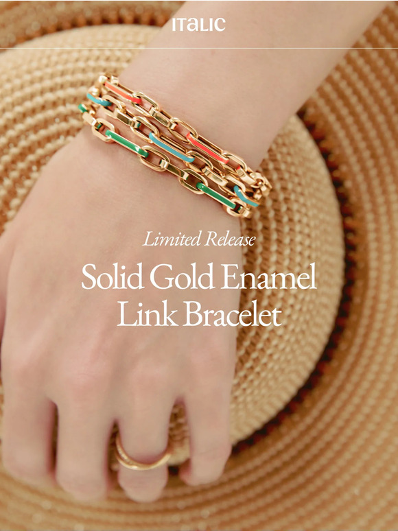 Italic LIMITED Gold Enamel Link Bracelet Milled