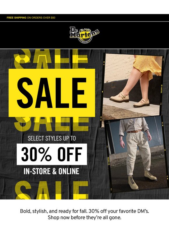 30% off select styles for fall