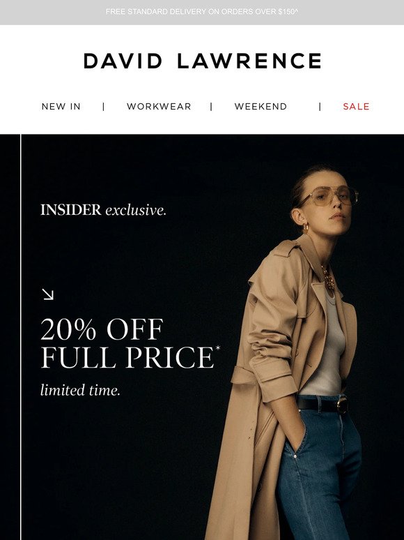 Insider Exclusive: 20% Off Full Price Starts Now