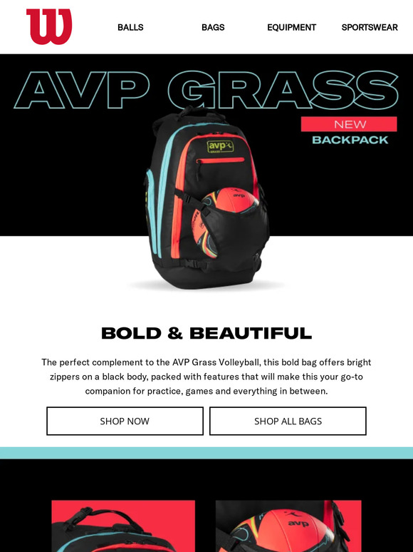 Wilson ALL NEW AVP Grass Volleyball Backpack Milled