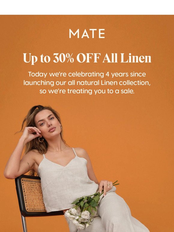 UP TO 30% OFF ALL LINEN