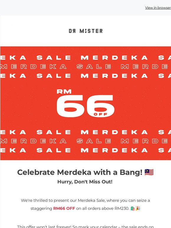 🇲🇾 RM 66 OFF for Merdeka - Shop Now!