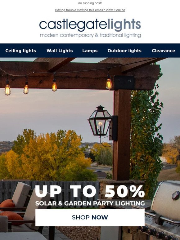 Up to 50% off Solar & Garden Party Lighting  ✨