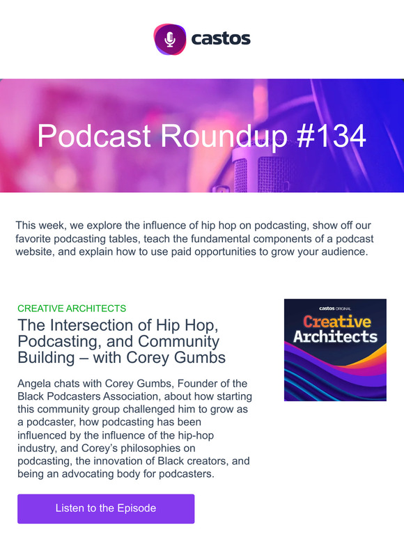Hip hop and podcasting, paid opportunities to grow your audience, and essential components of a podcast website