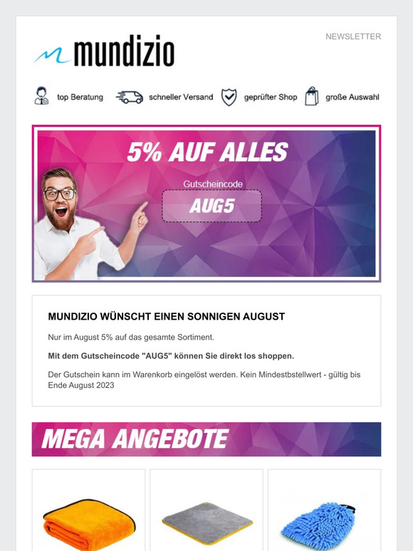 5% Auf Alles im August - mundizio Newsletter