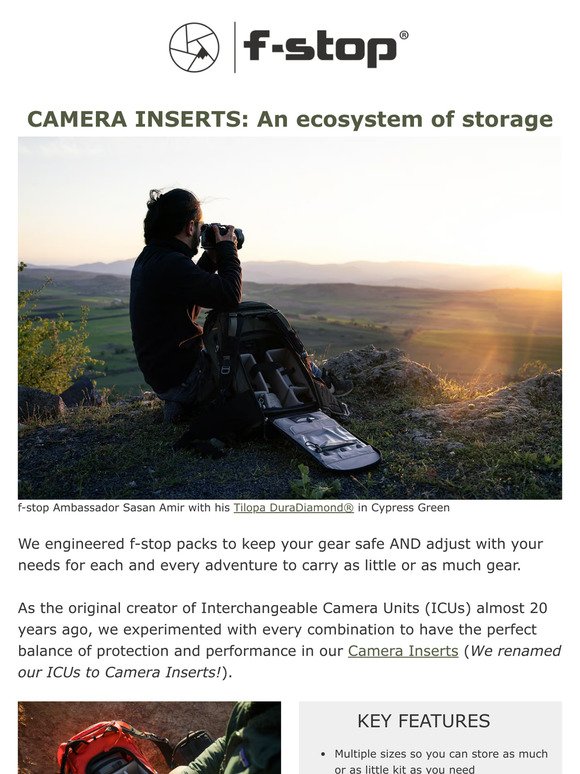 Organize your backpacks with our range of Camera Inserts