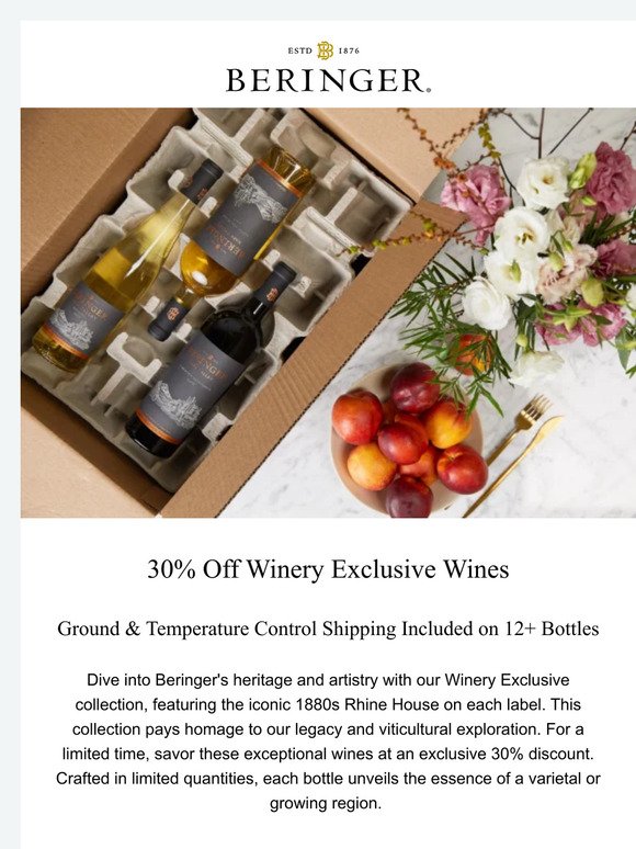 30% Off Winery Exclusive Wines Begins Now!