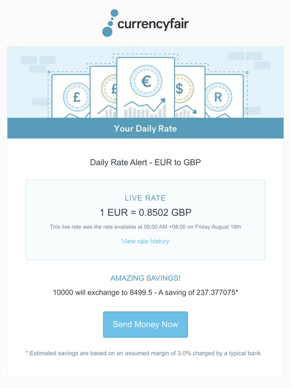Your daily EUR - GBP rate alert