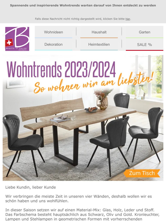 Brigitte St. Gallen Wohntrends 2023/2024 Diese Highlights liegen jetzt im Trend, liebe Kundin