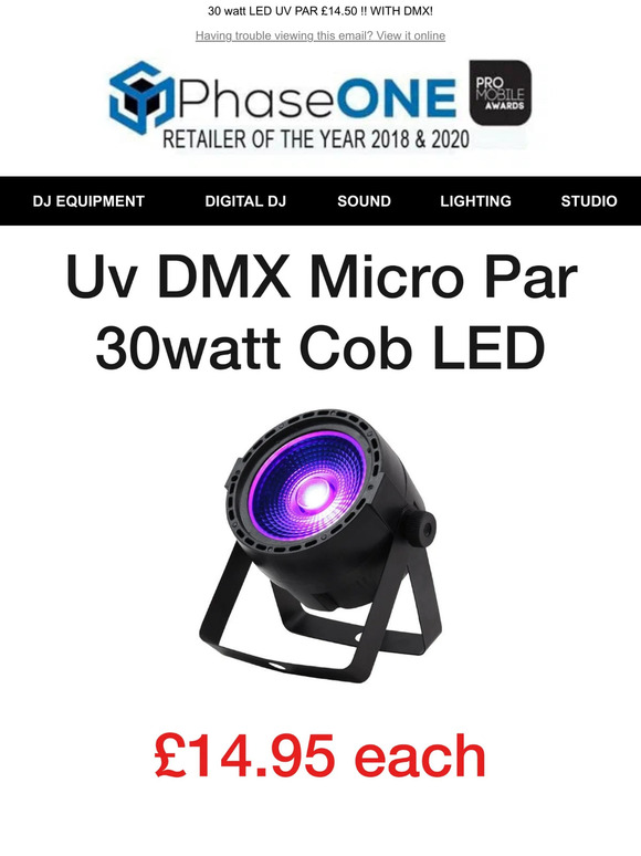 30 watt LED UV PAR £14.50 !! WITH DMX!