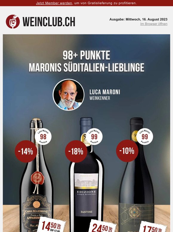 98+ Punkte-Weine von Luca Maroni