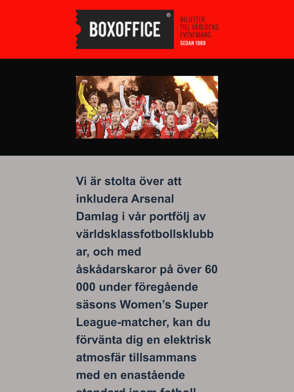Biljetter till Arsenal Damlag är nu tillgängliga!