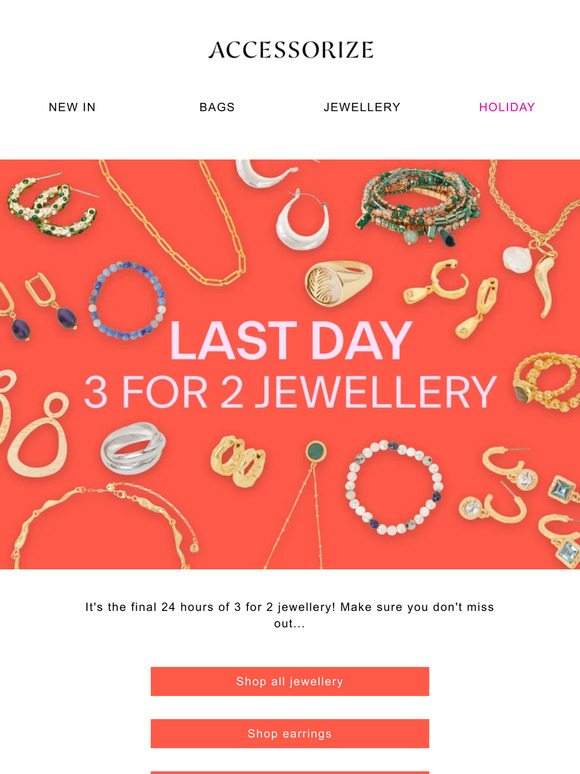 Last day! 3 for 2 jewellery