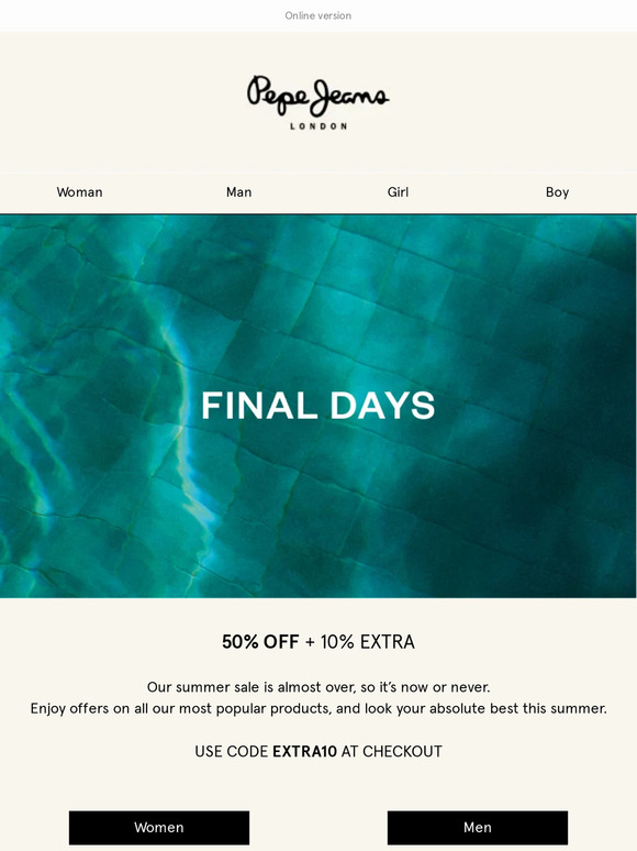 For you, 50% off + 10% extra