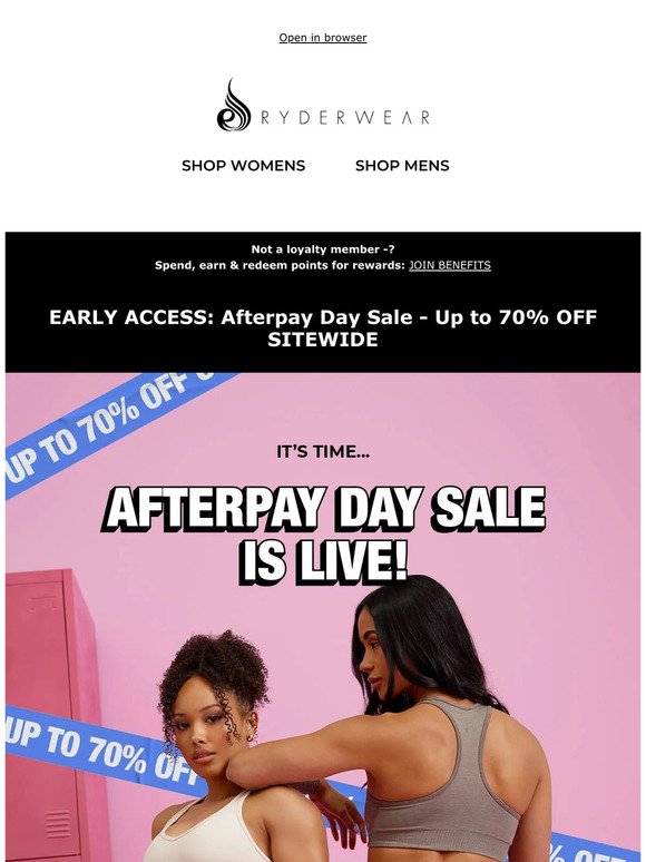 🚨🤑 AFTERPAY DAY IS LIVE: Up to 70% OFF sitewide!