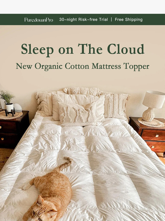 Sleep on The Cloud - New Organic Cotton Mattress Topper