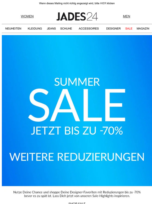 Hi Kunde,  REMINDER: FINAL SALE // BIS ZU -70%   // SHOP NOW