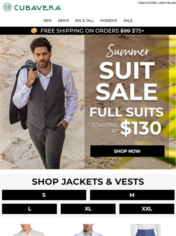 Suits From $130 in Your Size