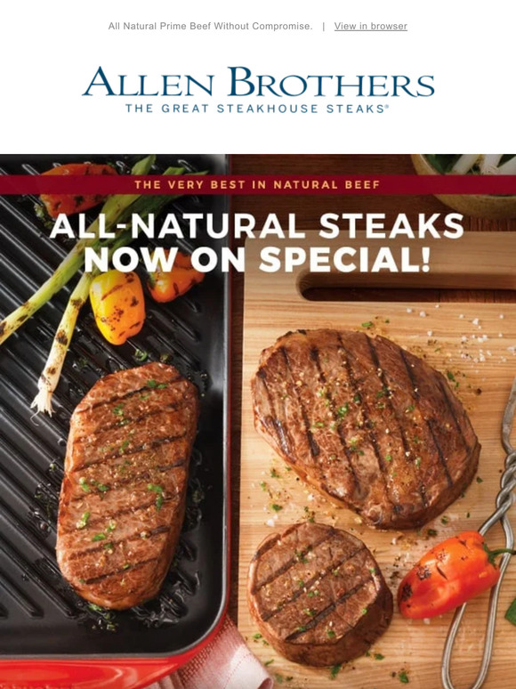 Allen Brothers Steaks Sale! AllNatural Prime Steaks Milled