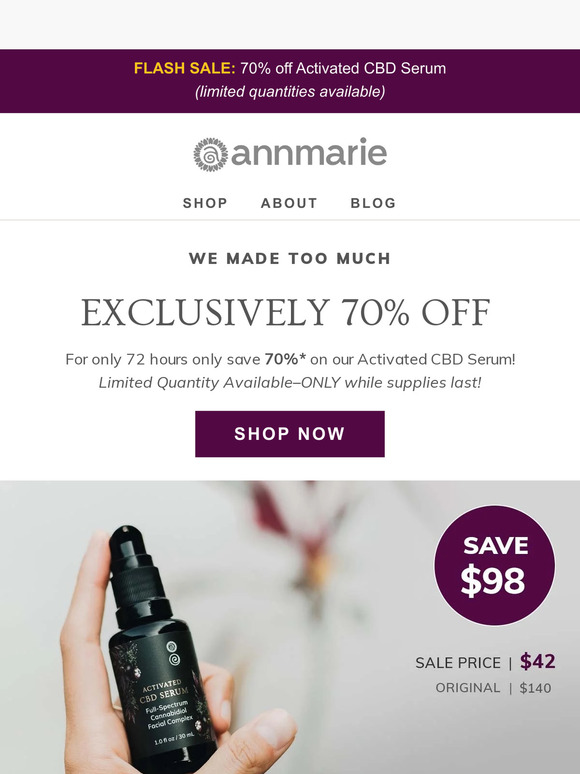 Almost gone: 70% off Activated CBD Serum