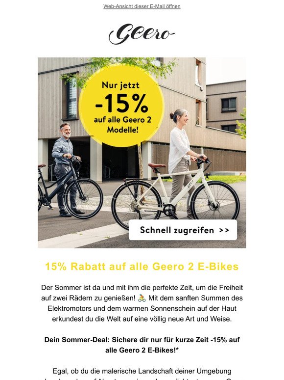15% auf alle Geero 2 Modelle ☀️ Dein Sommer-Deal von Geero!