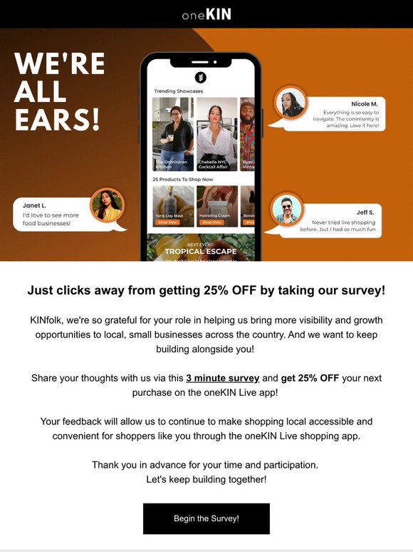 You're clicks away from 25% OFF - take 3min survey!